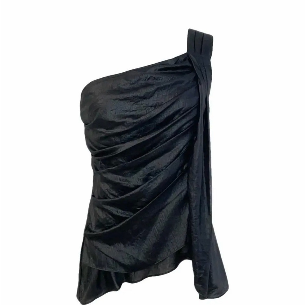 BCBGMaxAzria Black One-Shoulder Top